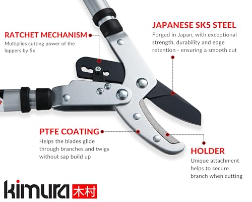 Kimura® Pro Heavy Duty Garden Loppers - 25-37", Premium Anvil Lopper with photo 9