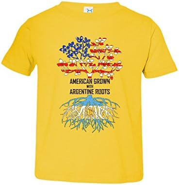 Tenacitee Boy's Toddler American Born With Argentine Roots T-Shirt, 5T/6T, Yellow