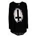 Egelbel Women's Back Cut Out Sheer Layered Asymmetrical High Low T Shirts Tops (L, Cross)