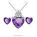 Hithop Premium Quality Wome's Elegant Necklace Earrings Lady Jewellery Crystal Pendant for Decoration Purple