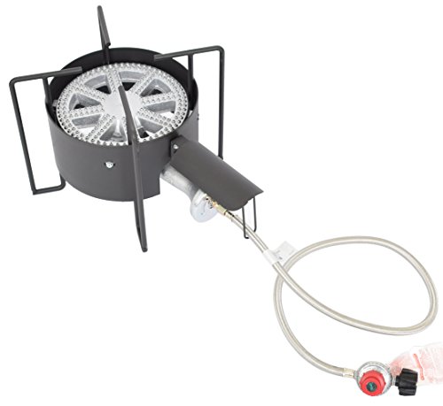 COOKAMP High Pressure Banjo 1-Burner Outdoor Propane Gas Cooker with 0-20 PSI Adjustable Regulator and Steel Bradied Hose [ 2018 New Model ] SA1350 - Thumbnail 5