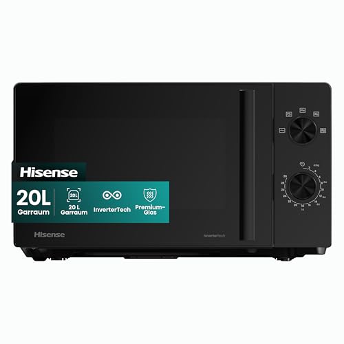 Hisense H20MOBP1HI Mikrowelle /20 L /700W /InverterTech/Keramikbeschichtung/Premium Glas/Maßgeschneidert, Mehrphasiges Kochen/Auftaufunktion/5 Leistun