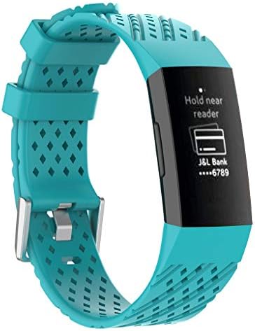 Newest Mesh Replacement Band for Fitbit Charge 3 Sports Breathable Silicone Bracelet Strap Band for Fitbit Charge 3,Small Size 215mm (Sky Blue)