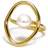 KOICCVQQ Opening 18K Gold Plated Stackable Bands Ring for Women, Eternity Ring with Shell Pearl, Cubic Zirconia engagement rings vintage gold ring pearl wedding jewelry