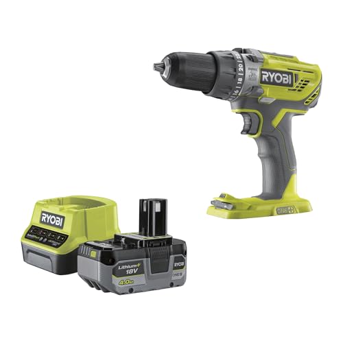 RYOBI - Perceuse-visseuse a percussion sans fil 18V - 50 Nm - 500-1800 tr/min - 1 batterie lithium+ 4,0 Ah - chargeur 2,0 A - Livree en sac de transport