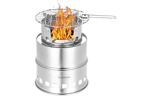 TOMSHOO Portable Folding Windproof Wood Burning Stove Compact Stainless Steel Alcohol Stove Outdoor Camping Hiking Backpacking Picnic BBQ