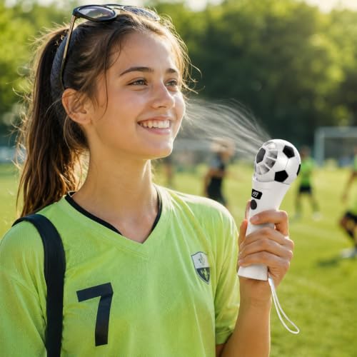 SZO Mini Ventilateur Portable USB Rechargeable 5 Vitesses Ballon de Foot | Mini ventilateur au look de ballon de foot avec écran LED 5 vitesses + réglage fin 1-199 seulement 130g idéal en déplacement.