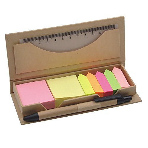 Colourful Sticky Notes Memo Box With 2 Square Note/5 Arrow Shape Note/A Ruler/A Pen Arrow Index Bookmark