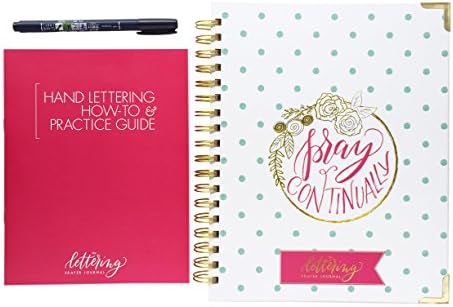 The Lettering Prayer Journal™ package with hand lettering booklet, gift box, and calligraphy pen! 52 weeks of scripture prompts, prayer categories, and journaling space