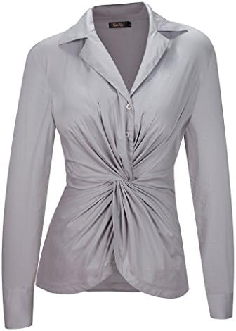 Kaigenina Womens Long Sleeves Button Down Pullover Stretch Formal Casual Shirt
