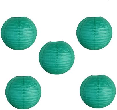 Joinwin® 8 inch Chinese Paper Lanterns Teal Color Pack of 5 for Wedding Party Decoration Baby Shower Home Decoration (8 inch, Teal)