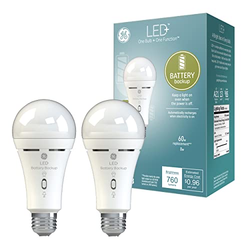 GE LED+ Backup Battery LED Light Bulb, Rechargeable Emergency Light