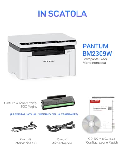 PANTUM BM2309W Multifunction Laser Printer WIFI Black and White, 20 ppm, Bluetooth, USB 2.0, Print, Copy and Scan for Home Small Home Offices