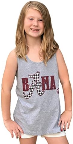 NCAA Girls ALABAMA Shirt with "BAMA" graphic print on a grey Tank by Tough Little Lady; USA,grey TANK Girls, SM