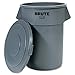 Rubbermaid Commercial BRUTE Trash Can Flat Lid, Round, Gray, 55 Gallon, FG265400GRAY