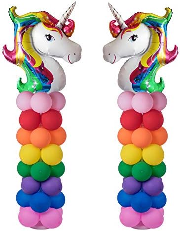 Kwayi Balloon Arch. Unicorn Arch Kit 2 Sets 80” Height with 64Pcs Latex Balloons, Portable Column Base Decoration for Baby Shower / Birthday / Party / Celebration