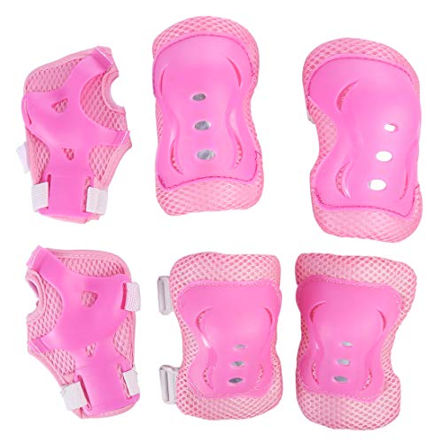 RuiyiF 7PCS Kids Protective Gear Set for Skateboarding Biking Skating, Adjustable Helmet Elbow Wrist and Knee Pads for Kids 5-13