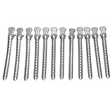DCDEAL 12 PCs Professional Hairdressing Salon Hair Styling Steel Silver Duck Mouth Hair Clips Duck Bill Clips Single Prong Barrette