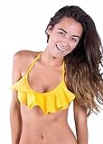 Femme Jolie Women's Brazil Jumbo Ruffle Bikini Top Medium Brazil Yellow Jumbo