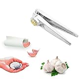 Kitchen Gems Garlic Press, Mincer, Chopper, Crusher, Set - Includes Metal Garlic Press with Rubber Garlic Peeler and Odor Remover Bar