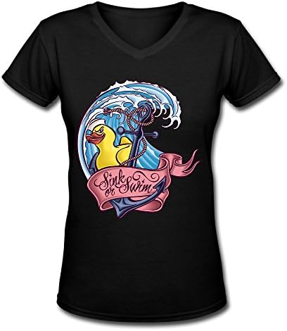 War Game 76 Little Yellow Duck Design Women Black XX-Large V-neck T-Shirt