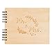 Creawoo 8.5’’ Mr&Mrs Wooden Guest Book Album Memory Keepsake for Wedding Anniversary Birthday with 80 Pages Blank Black Cardstocks - Love Story Scrapbook