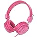 REETEC Stereo Foldable Over-Ear Headphones Strong Low Bass Earphones with Microphone 3.5mm Wired Headsets for Cellphones iPhone Laptop Tablet Mp4 Mp3 PC MacBook (Rose)