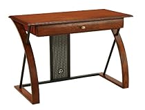 Office Star Aurora Computer Desk in Medium Oak Finish and Black Accents
