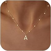 KISSCLOUD Initial Necklaces for Women 14K Gold Silver Dainty Letter Charm Necklace Personalized Name Pendant Bead Chain Necklace Non Tarnish Trendy Jewelry Gift