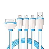 Multi Charger Cable, 4 in 1 Multiple USB Charging Cable Adapter Connector with 8 Pin Lighting / 30 Pin / Micro USB 2.0 / Mini USB Ports for iPhone, iPad, Samsung and other Android and More(100cm)