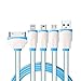 Multi Charger Cable, 4 in 1 Multiple USB Charging Cable Adapter Connector with 8 Pin Lighting / 30 Pin / Micro USB 2.0 / Mini USB Ports for iPhone, iPad, Samsung and other Android and More(100cm)