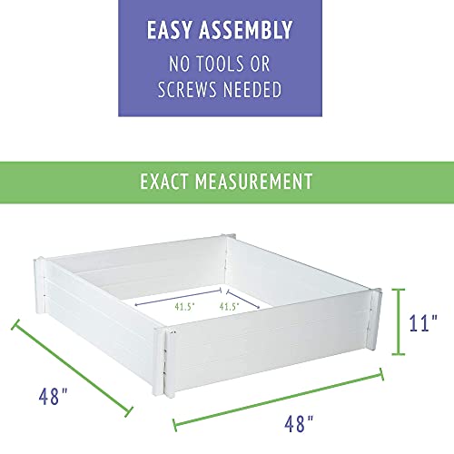Clean Earth Works 48" x 48" Square White Vinyl Planter Box Raised