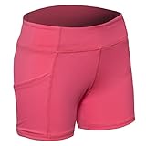 Women's Fitted Elastic Waist Active Compression Workout Gym Shorts with Pockets