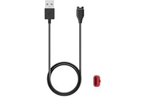 KISSMART Charger for Garmin Vivoactive 3, Replacement Charging Cable Cord Plus a Red Silicone Charger Port Protector Anti Dust Plug for Garmin Vivoactive 3 Music Smart Watch