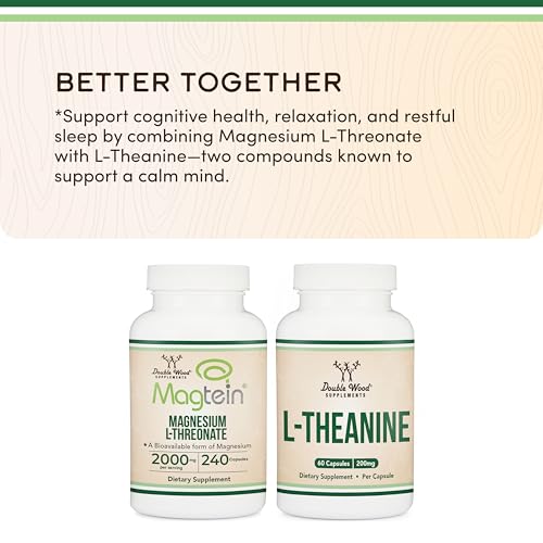 Magnesium L Threonate, Magtein 240 Capsules - 2,000 mg per Serving (Vegan Safe, Third Party Tested, Gluten Free, Non-GMO) by Double Wood Supplements