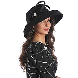 Women Black Wool Felt Dress Party Hats 