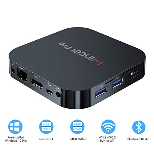 Mini PC Windows 10 Pro OS(64 Bits) with Intel Atom X5-Z8350 Processor HD Graphics 4GB RAM + 64GB Storage, Fanless Mini Desktop Computer with Dual Band WiFi AC/Bluetooth 4.2,Ethernet and HDMI Port