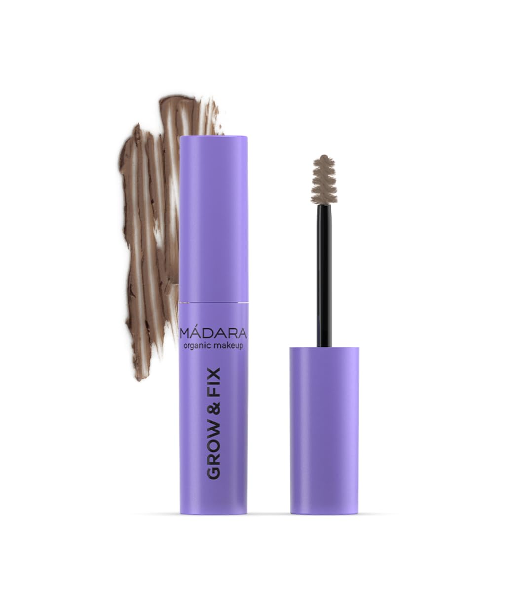 MÁDARA Organic Skincare | Grow & Fix Tinted Brow Gel, #2 Smoky Blonde, 4.25ml – Vegan Brow Gel with Natural Mineral Pigments, Peptides and Vitamins, Adds Colour, Volume and Hold, Supports Brow Growth.