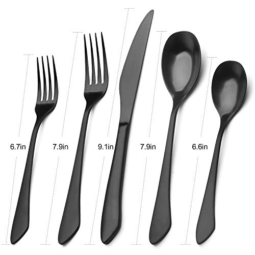 Matte Black Silverware Set, 20Piece Stainless Steel Flatware Set