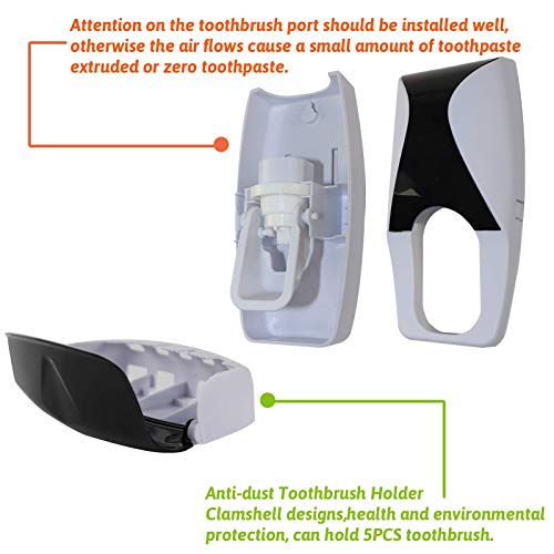 LOKIVE Toothpaste Holder, Toothbrush Dispenser Toothbrush Holder Wall Mounted Toothbrush Holder for Family Washroom Bathroom