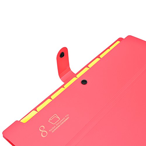 Tenn Well Pocket Document File Folder, 8 Pockets Expanding A4 and Letter Size File Organizer (Red) - Thumbnail 2