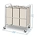 Simple Trending 3-Bag Laundry Hamper Sorter Cart with Heavy Duty Rolling Wheels and Removable Bags, Chrome