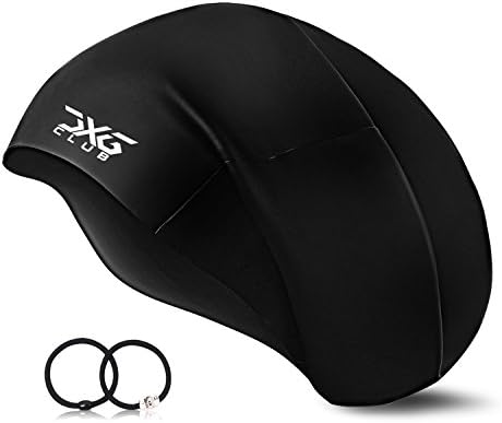 CXGCLUBE Extra Large Long Hair Swim Cap,Waterproof Silicone Bathing &amp; Swimming Pool Caps,Designed For Women and Men with Long, Thick, Afro Braided Hair, Keeps Hair Clean (L,BLACK)