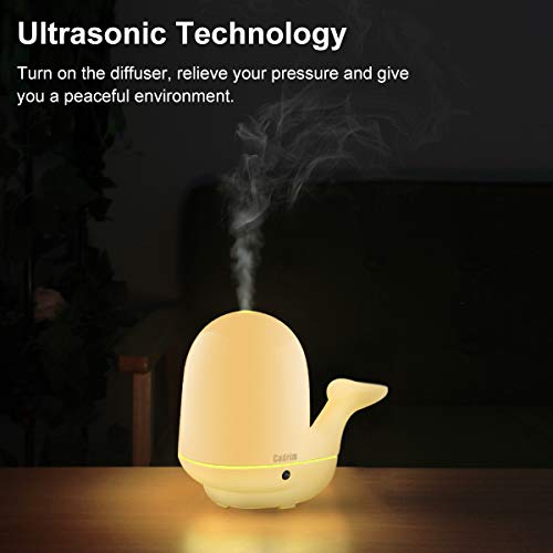 Cadrim Essential Oil Diffuser Tap-Tap LED Lights Ultrasonic Humidifier Aromatherapy Cool Mist Diffuser 200ml with 7 Colors Waterless Auto-Off No Noise for Home Decor Office Bedroom Living Room Baby