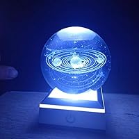 Sanmubo Trade 3D Laser Engraved Quartz Glass Ball USB LED Light Miniatures Solar System Crystal Ball Sphere Home Decoration Accessories Gifts