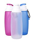 Bilik Kids 12 Ounce Collapsible Foldable Silicone Sports Water Bottle Camping Canteens