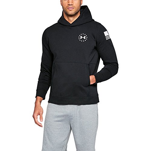 Under Armour Men's Freedom Threadborne Fleece Hoodie, Black (001)/White, Small