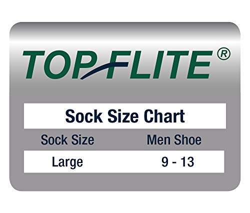 Top Flite Men's Coolmax Seamless Sport Ribbed Crew Socks 3 Pair Pack, White/Grey, Large