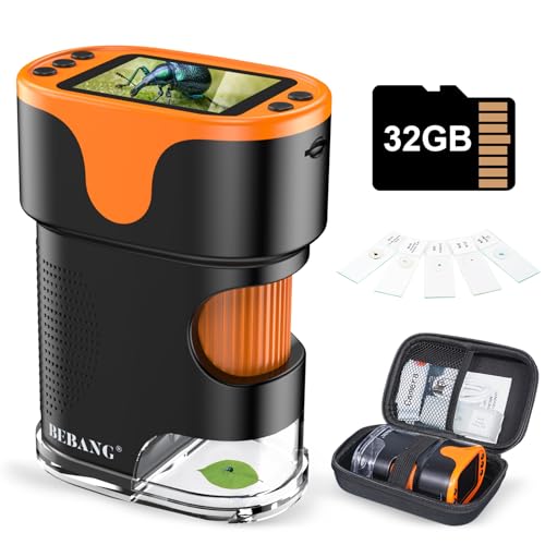 Digital Microscope for Kids Ages 6-12: 4K 2.0" Screen USB Portable Miniscope Rechargeable Handheld Coin Magnifying Glass Edu Science STEM Toy Gift for Boys Girls Christmas w/ 32G Card EVA Case