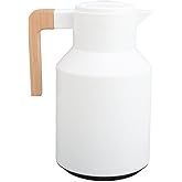 Natudeco 1000ml Coffee Carafe Keeping Hot Beverage Server Insulated Coffee Pitcher White Double Walled Coffee Carafe Vacuum Flask for Tea Juices Coffee